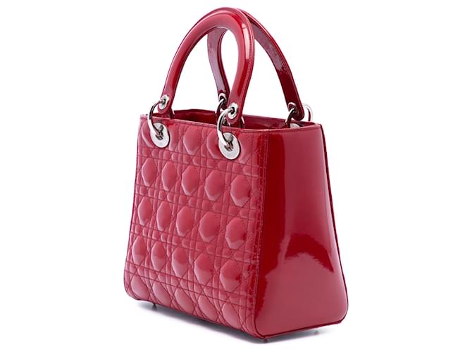 Dior Red Medium Patent Cannage Lady Dior Rosso Bordò - vista 2