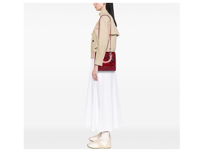 Dior Red Medium Patent Cannage Lady Dior Rosso Bordò - vista 6