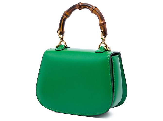 Bamboo Borsa Gucci Green Mini Calfskin Web 1947 con manico in bambù Verde - vista 2