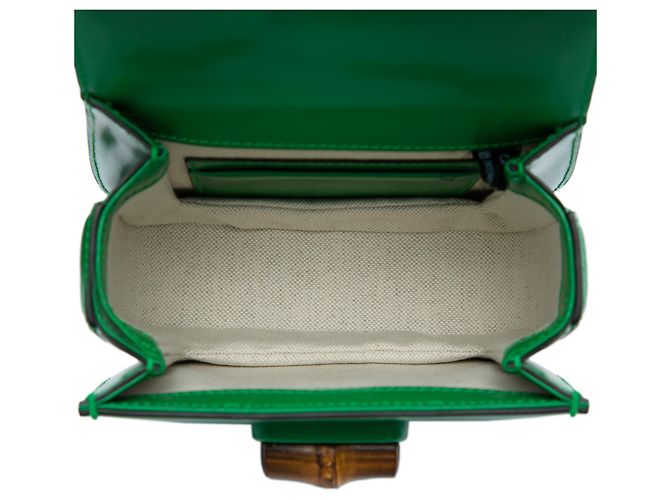 Bamboo Borsa Gucci Green Mini Calfskin Web 1947 con manico in bambù Verde - vista 4