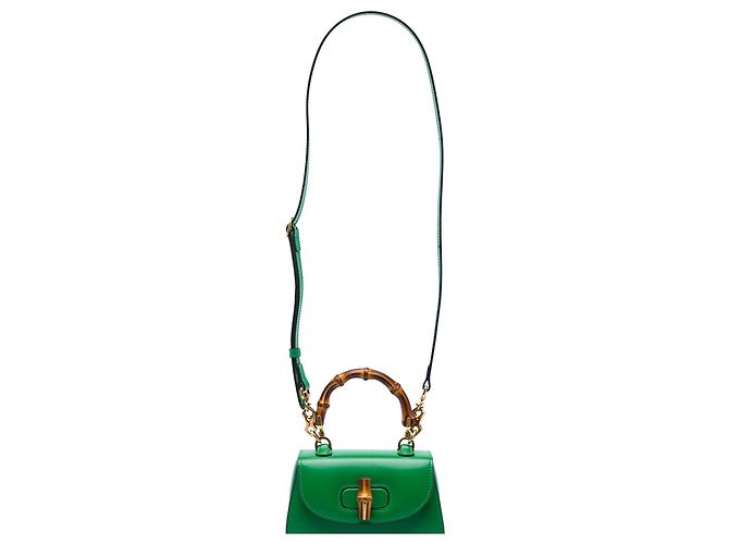 Bamboo Borsa Gucci Green Mini Calfskin Web 1947 con manico in bambù Verde - vista 5
