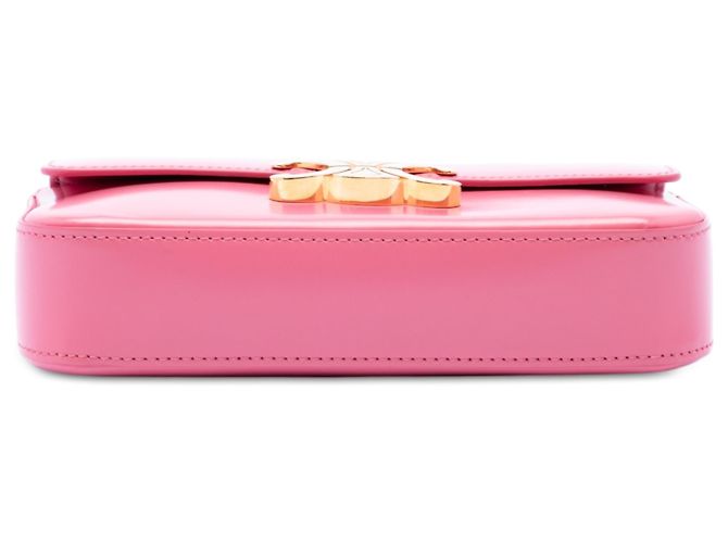 Céline Borsa a tracolla Claude in vitello lucido rosa con catena Celine - vista 3