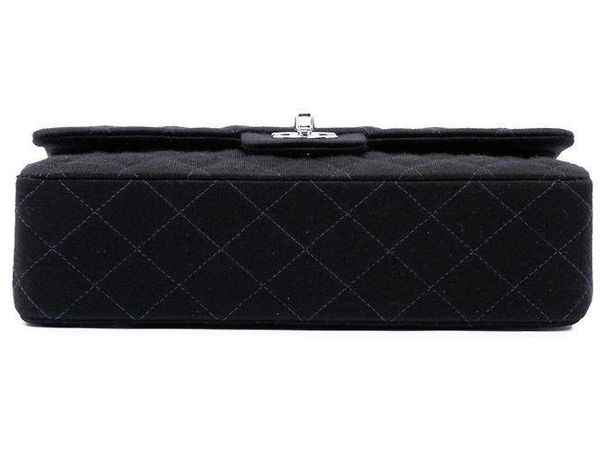 Chanel Black Medium Classic Jersey Bijoux Chain Double Flap Nero - vista 3