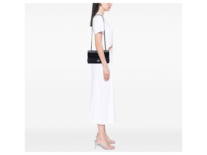 Chanel Black Medium Classic Lambskin Double Flap Nero - vista 6