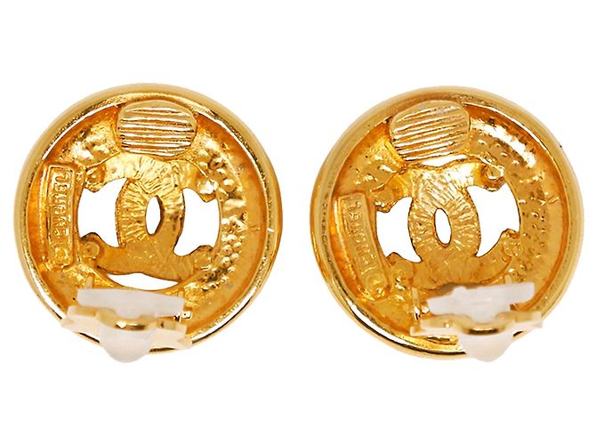 Orecchini a clip rotondi Chanel Gold CC placcati oro D'oro - vista 2