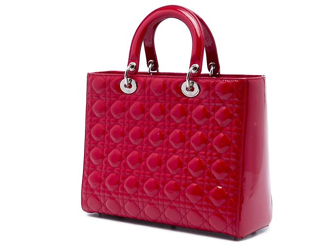 Dior Red Large Patent Cannage Lady Dior Rosso - vista 2