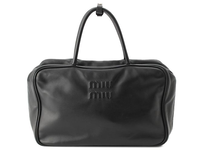 Borsa a mano Miu Miu Softy Beau nera in vitello morbido Large con manico superiore Nero - vista 2