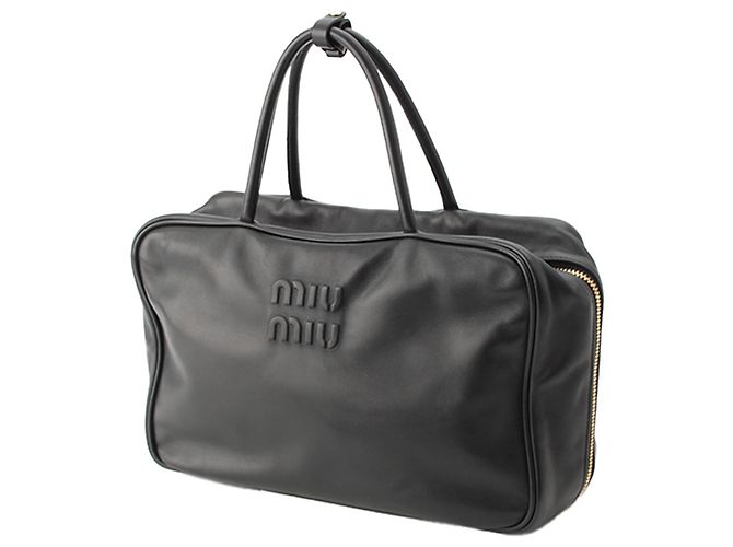 Borsa a mano Miu Miu Softy Beau nera in vitello morbido Large con manico superiore Nero - vista 6
