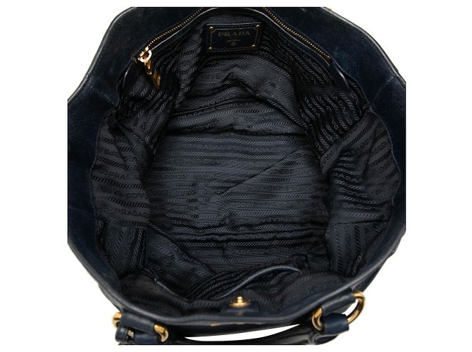 Prada Blue Vitello Shine Open Convertible Tote Blau Marineblau - Ansicht 4