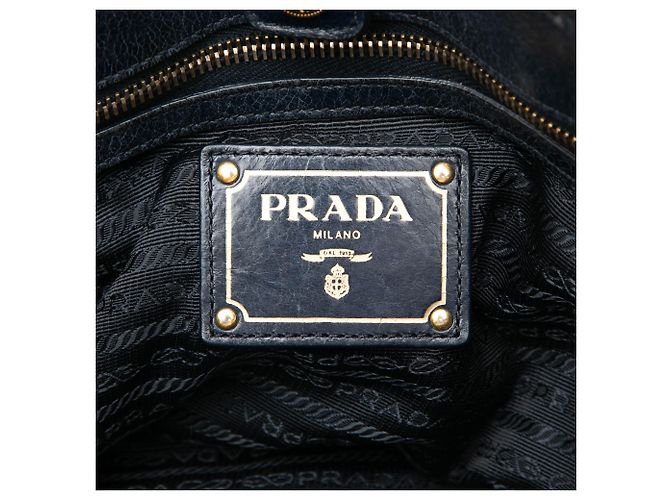 Prada Blue Vitello Shine Open Convertible Tote Blau Marineblau - Ansicht 5