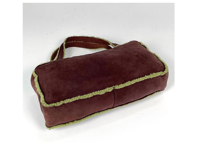 Borsa Chanel in camoscio marrone e verde - vista 2