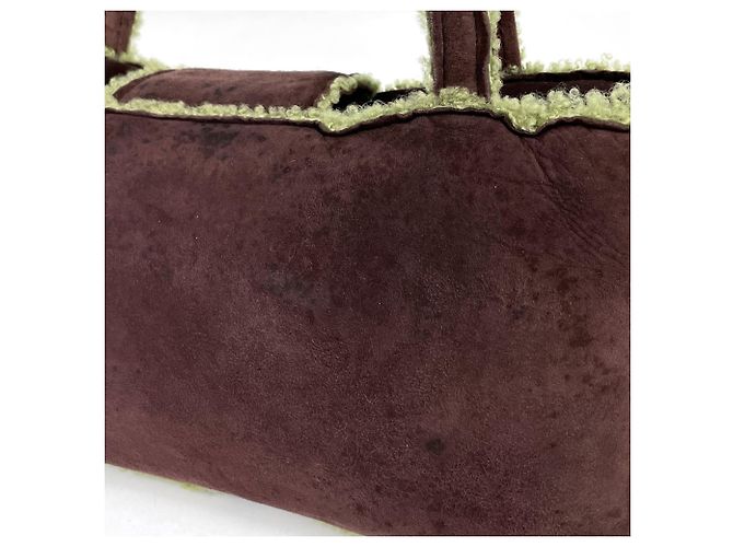Borsa Chanel in camoscio marrone e verde - vista 4