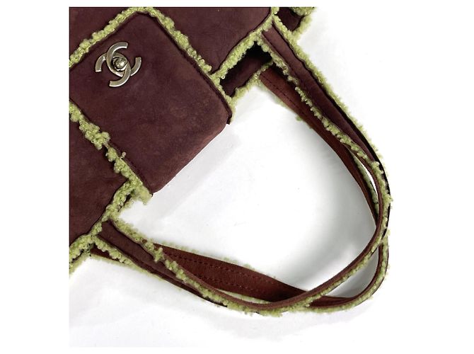 Borsa Chanel in camoscio marrone e verde - vista 6