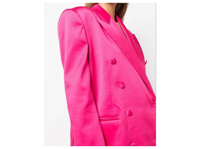 Blazer doppiopetto in seta rosa Magda Butrym - vista 3