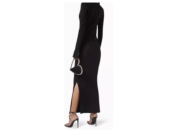 Autre Marque 16ARLINGTON Schwarzes Rippstrick Maxi-Kleid - Ansicht 2