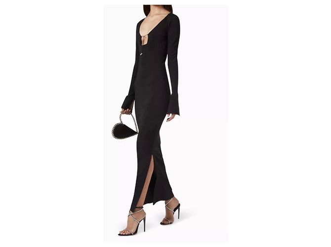 Autre Marque 16ARLINGTON Schwarzes Rippstrick Maxi-Kleid - Ansicht 3