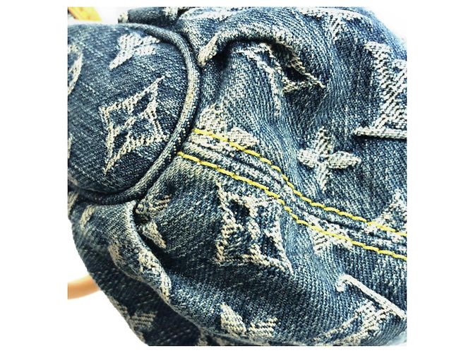 Borsa a mano Louis Vuitton Monogram Denim Pleaty Blu - vista 3