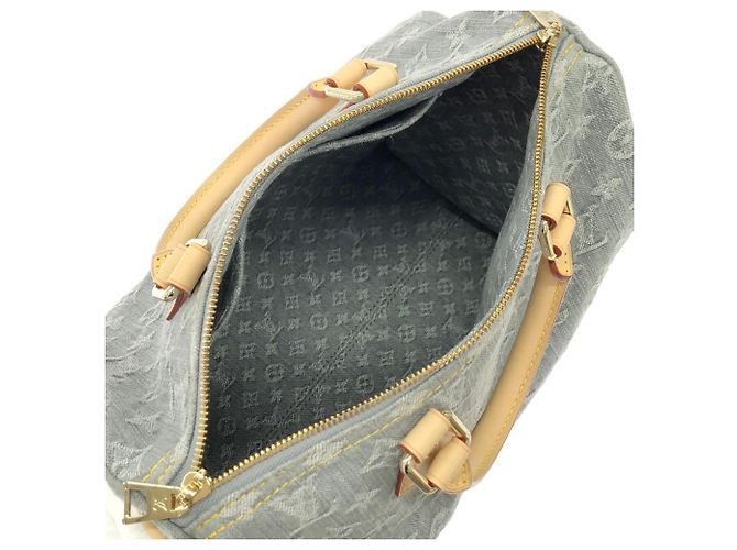 Borsa a tracolla Louis Vuitton Monogram Denim Speedy Soft Marrone - vista 10