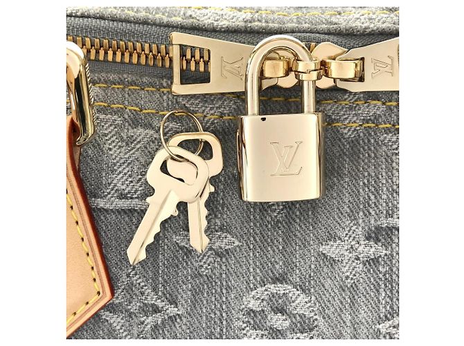 Borsa a tracolla Louis Vuitton Monogram Denim Speedy Soft Marrone - vista 3