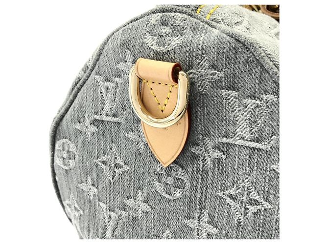 Borsa a tracolla Louis Vuitton Monogram Denim Speedy Soft Marrone - vista 7