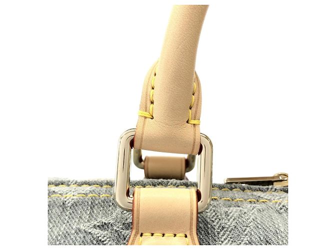 Borsa a tracolla Louis Vuitton Monogram Denim Speedy Soft Marrone - vista 8