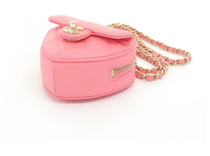Monedero Chanel de piel de cordero rosa - vista 3
