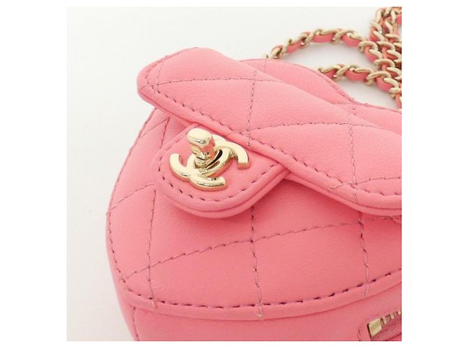 Monedero Chanel de piel de cordero rosa - vista 4