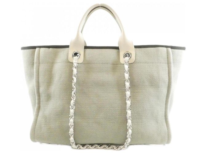Borsa Chanel Deauville Line 66941 Bianco Cachi - vista 2
