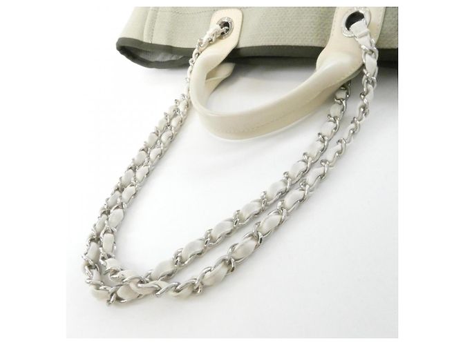 Borsa Chanel Deauville Line 66941 Bianco Cachi - vista 5