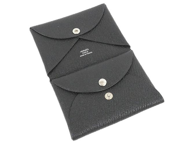 Hermès Hermes Calvi Duo Wallet/Coin Case Black - view 3