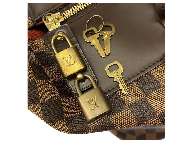Borsa Boston Louis Vuitton Damier Greenwich PM Marrone - vista 4