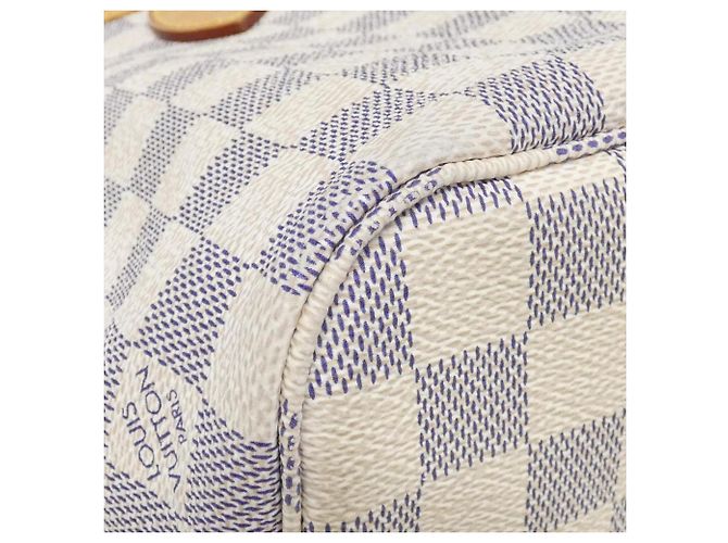 Bolsa Louis Vuitton Damier Azur Neverfull PM Branco Azul - vista 2
