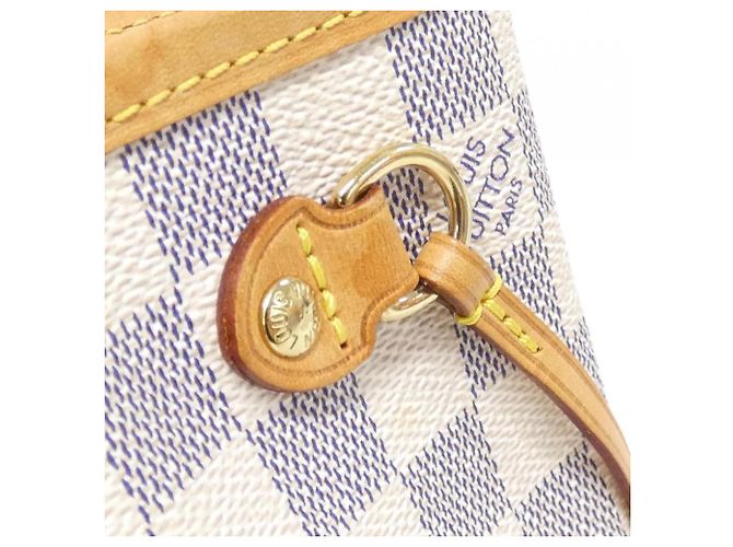 Bolsa Louis Vuitton Damier Azur Neverfull PM Branco Azul - vista 5