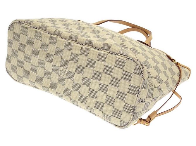 Borsa Louis Vuitton Damier Azur Neverfull Bianco Blu - vista 2