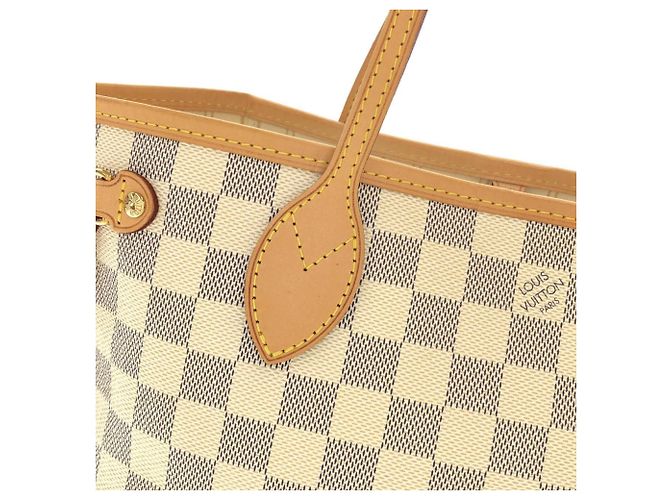Borsa Louis Vuitton Damier Azur Neverfull Bianco Blu - vista 5
