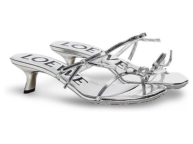 Sandali con tacco argentati Loewe con fiocco Argento - vista 13