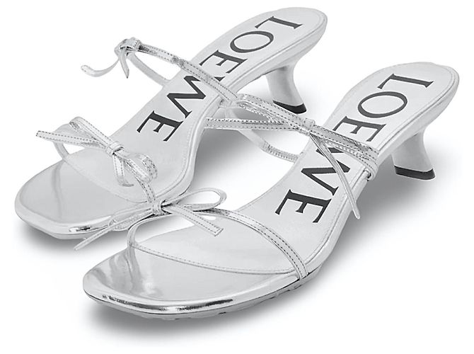 Sandali con tacco argentati Loewe con fiocco Argento - vista 14
