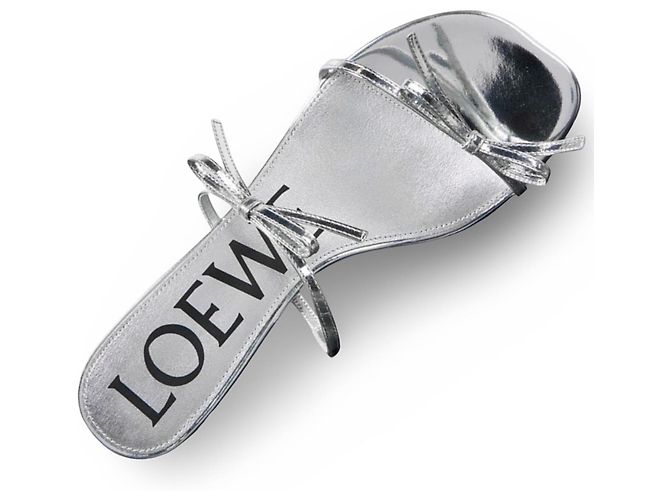 Sandali con tacco argentati Loewe con fiocco Argento - vista 15
