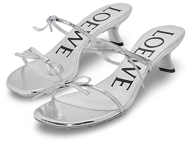 Sandali con tacco argentati Loewe con fiocco Argento - vista 18