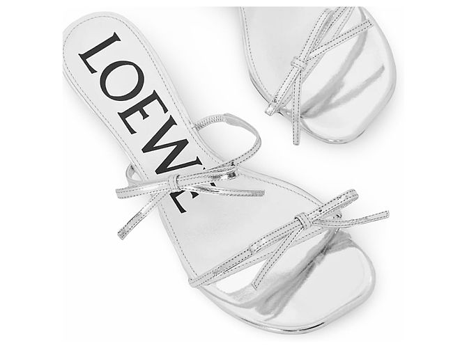 Sandali con tacco argentati Loewe con fiocco Argento - vista 7