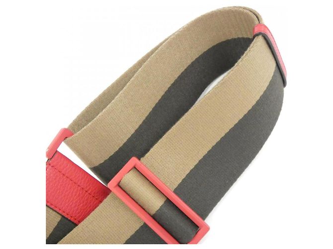 Tracolla in tela e pelle Fendi Marrone Rosso - vista 2