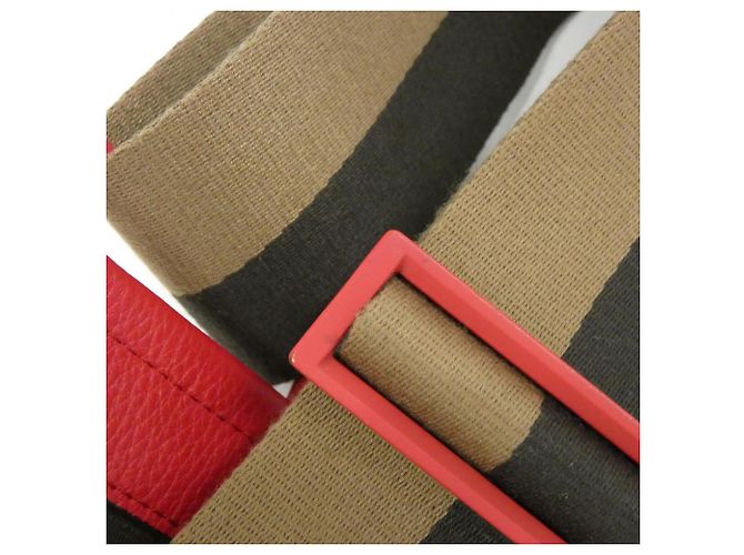 Tracolla in tela e pelle Fendi Marrone Rosso - vista 3