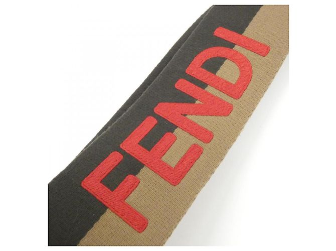 Tracolla in tela e pelle Fendi Marrone Rosso - vista 4