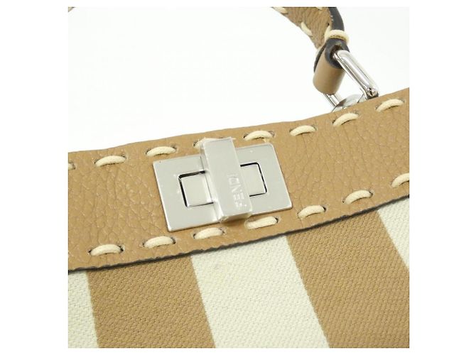 Fendi SELLERIA Peekaboo Mini Handtasche Beige Hellbraun - Ansicht 4