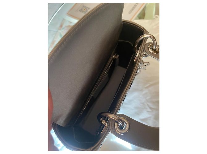 Dior Mini Lady Dior in pelle grigia con cristalli Grigio - vista 11