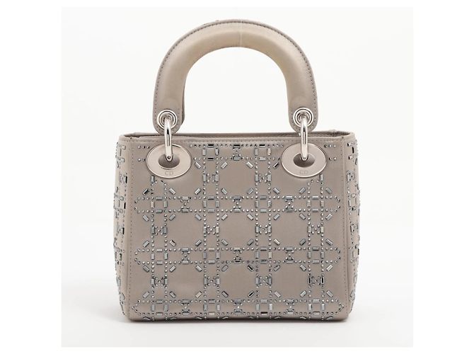 Dior Mini Lady Dior in pelle grigia con cristalli Grigio - vista 2