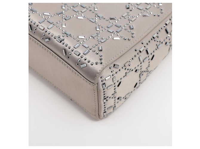 Dior Mini Lady Dior in pelle grigia con cristalli Grigio - vista 5