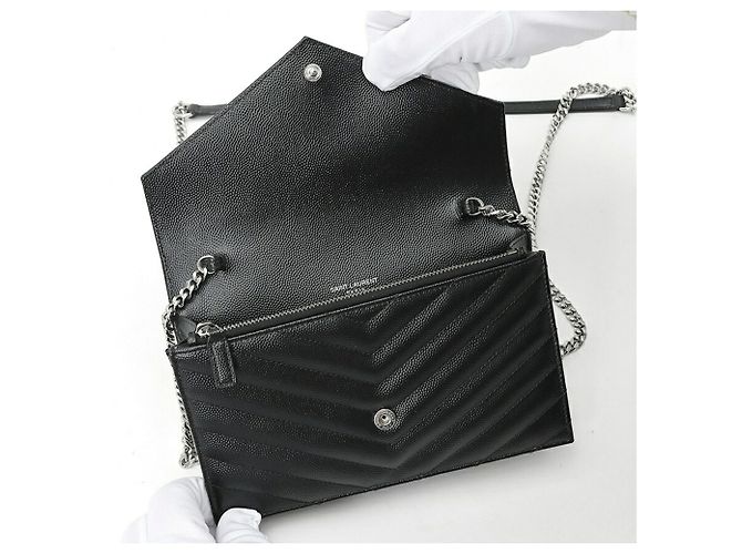 Borsa a tracolla portafoglio con catena Saint Laurent Cassandra Envelope Nero - vista 7