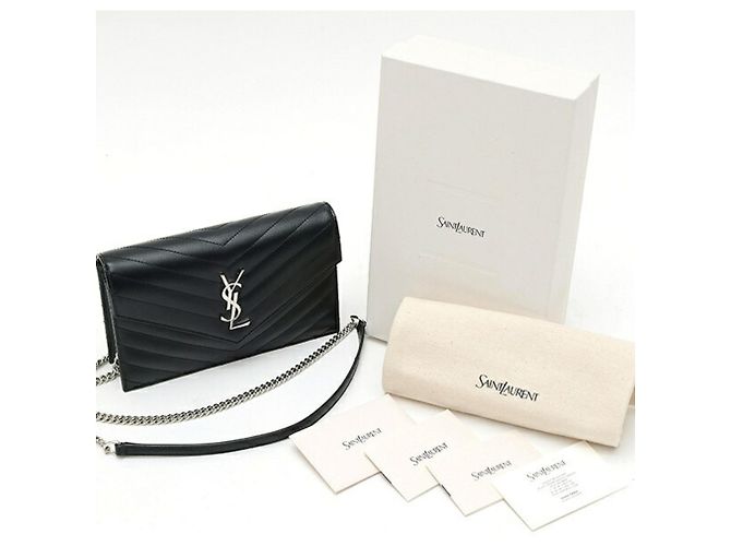 Borsa a tracolla portafoglio con catena Saint Laurent Cassandra Envelope Nero - vista 9