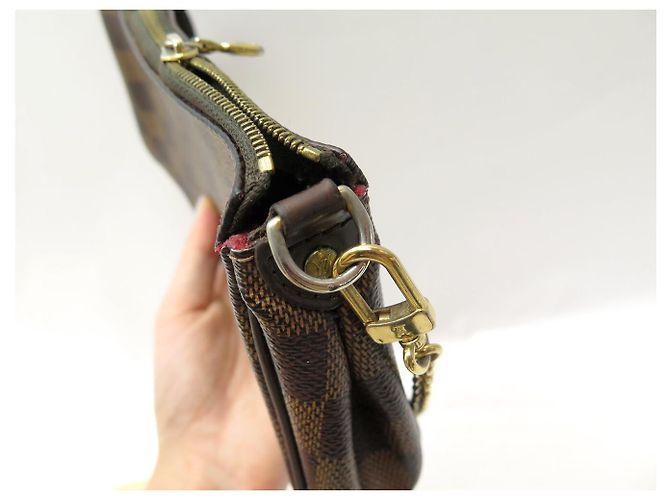BORSA A MANO LOUIS VUITTON EVA POCHETTE TOILE DAMIER EBONY N55213 BAG Marrone - vista 17